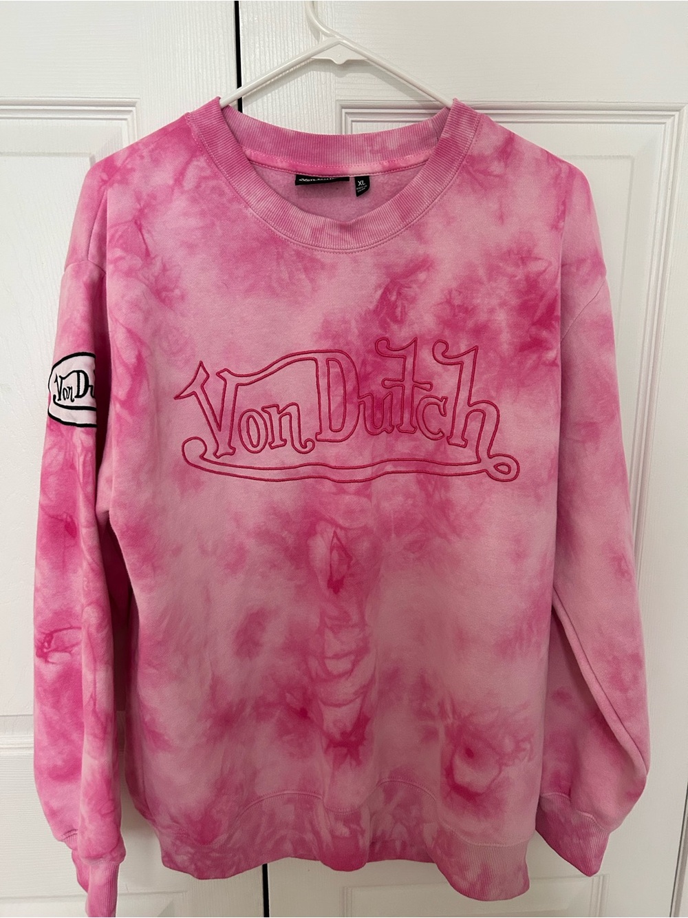 Von Dutch Pink Tie-Dye Pullover Sweatshirt